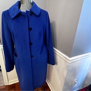 Talbots Elegant Royal Blue Alpaca Wool Women's Dress Formal Pea Coat Size 12
